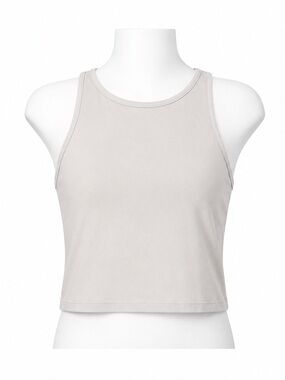 Size M Aritzia Talula White High Neck Cropped Tank Top Fitted Stretch Basic